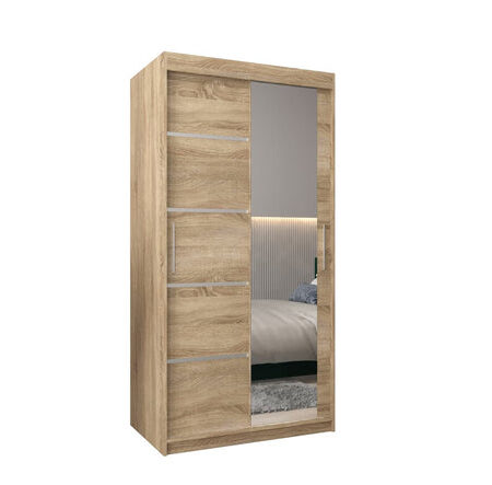 Primrose 2 Door Sliding Mirrored Wardrobe | 100cm ? Black
