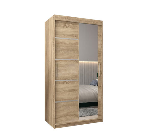 Primrose 2 Door Sliding Mirrored Wardrobe | 100cm ? Black