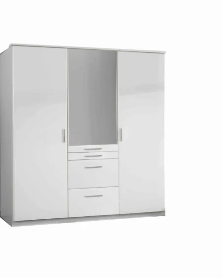 Tesoro White 3 Door Wardrobe 135 CM Wide
