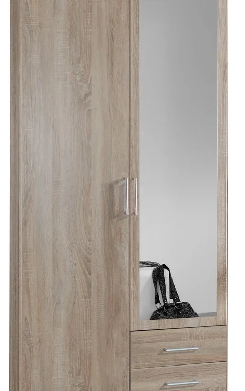 2 Door 2 Drawer Mirrored oak wardrobe