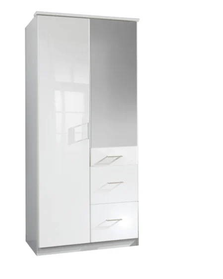 Hargrove 2 Door White Gloss Wardrobe | 90 CM