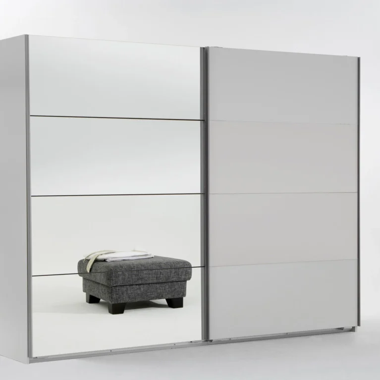 Tesoro 2 Door sliding wardrobe White finish 225 CM Wide