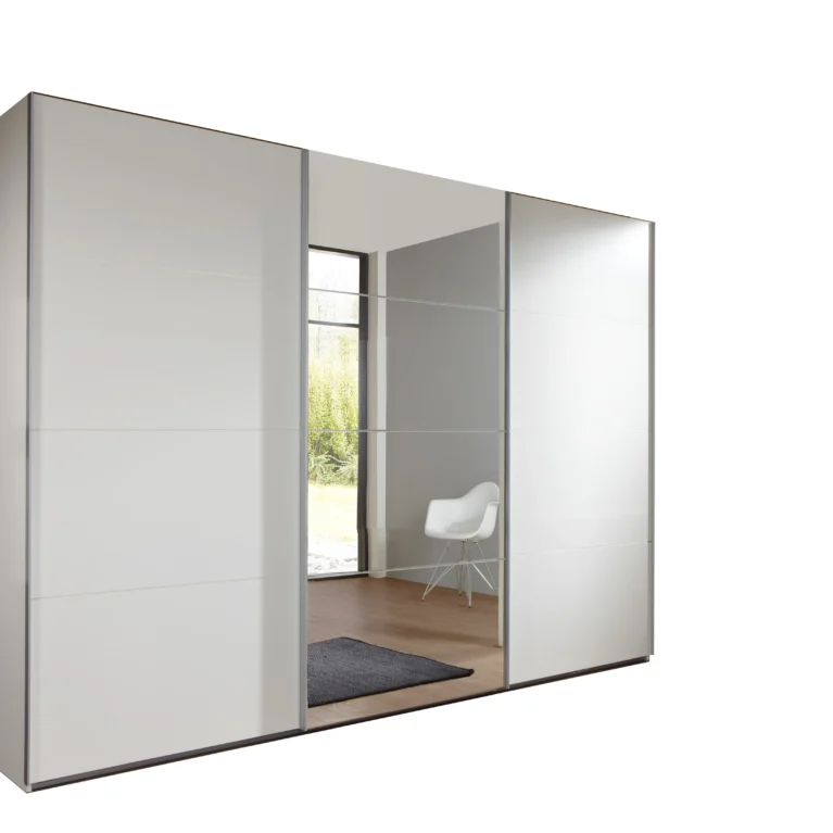 Stonewell 3 Door Sliding White Wardrobe | 270 CM