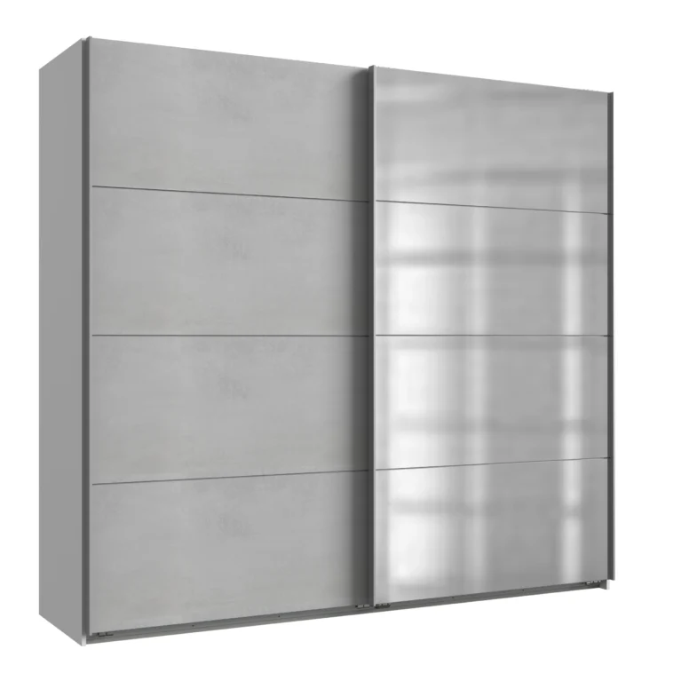 Stonewell 2 Door Sliding White/Light Grey Wardrobe | 225 CM