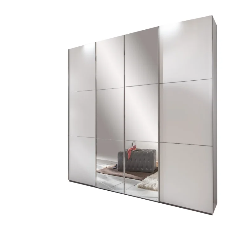 Tesoro white 4 door sliding wardrobe 350 CM Wide