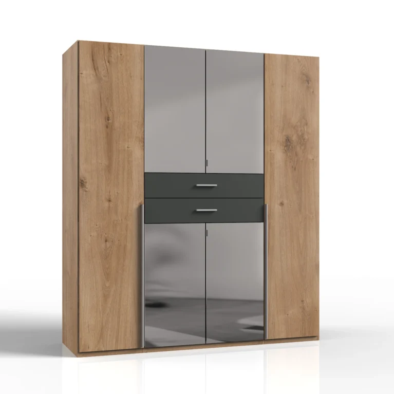 Whitmore 4 Door Oak/Graphite Wardrobe | 180 CM