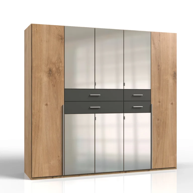 Whitmore 5 Door Oak/Graphite Wardrrobe | 225 CM