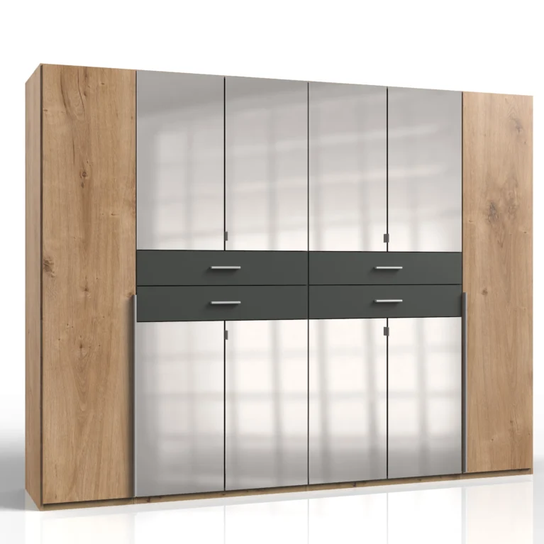 Whitmore 6 Door Oak/Graphite Wardrobe | 270 CM