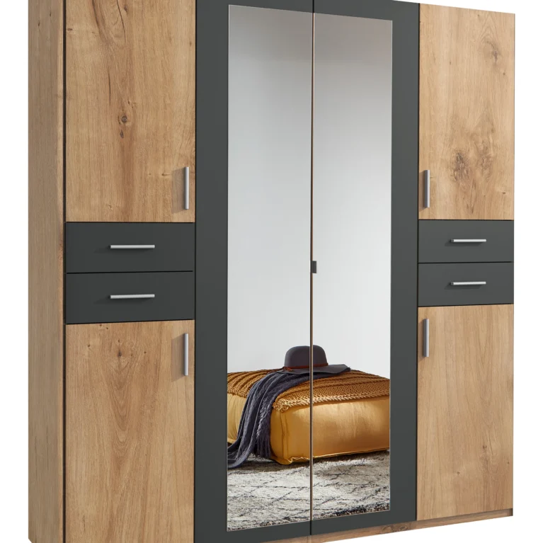 Florence 4 Door Oak/Graphite Wardrobe | 180 CM
