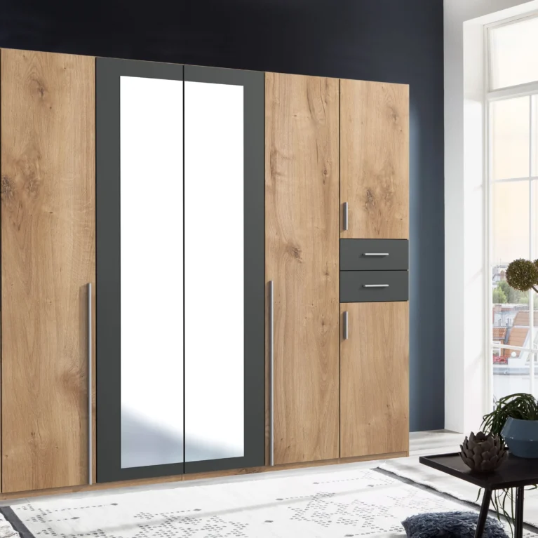 Florence 6 Door Oak/Graphite Wardrobe | 270 CM