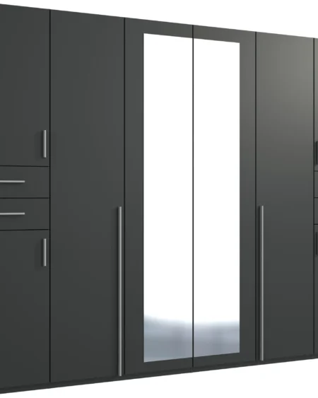 Florence 6 Door Graphite Wardrobe | 270 CM