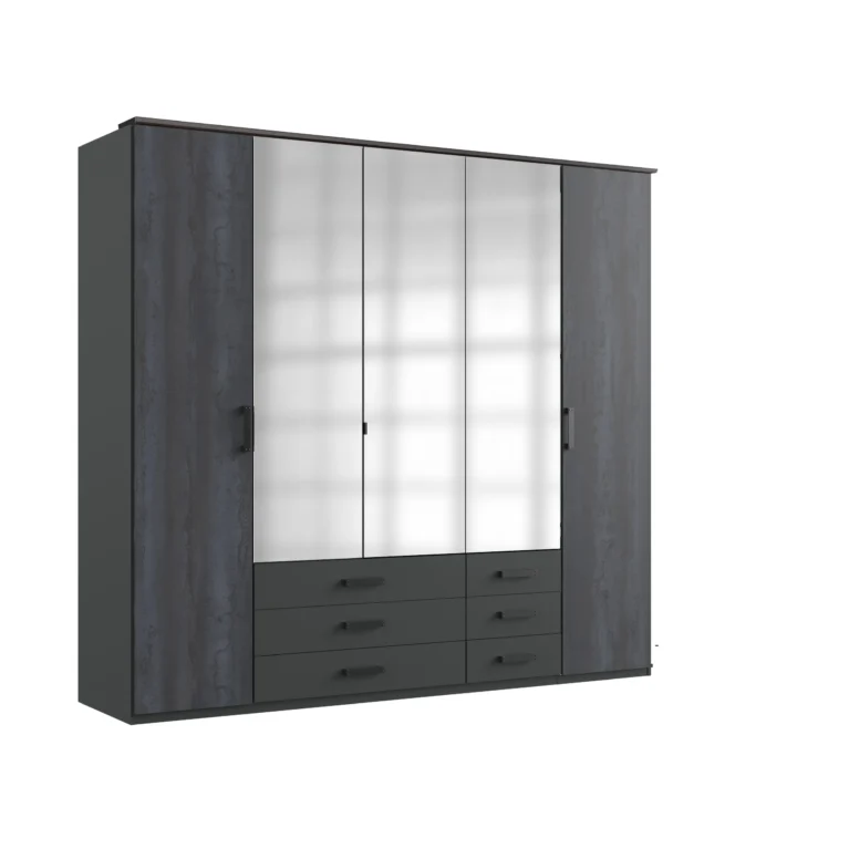 Tesoro 5 Door Graphite Wardrobe | 225 CM