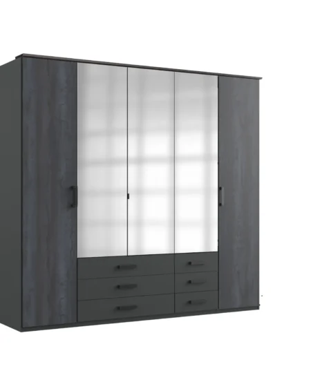 Tesoro 5 Door Graphite Wardrobe | 225 CM