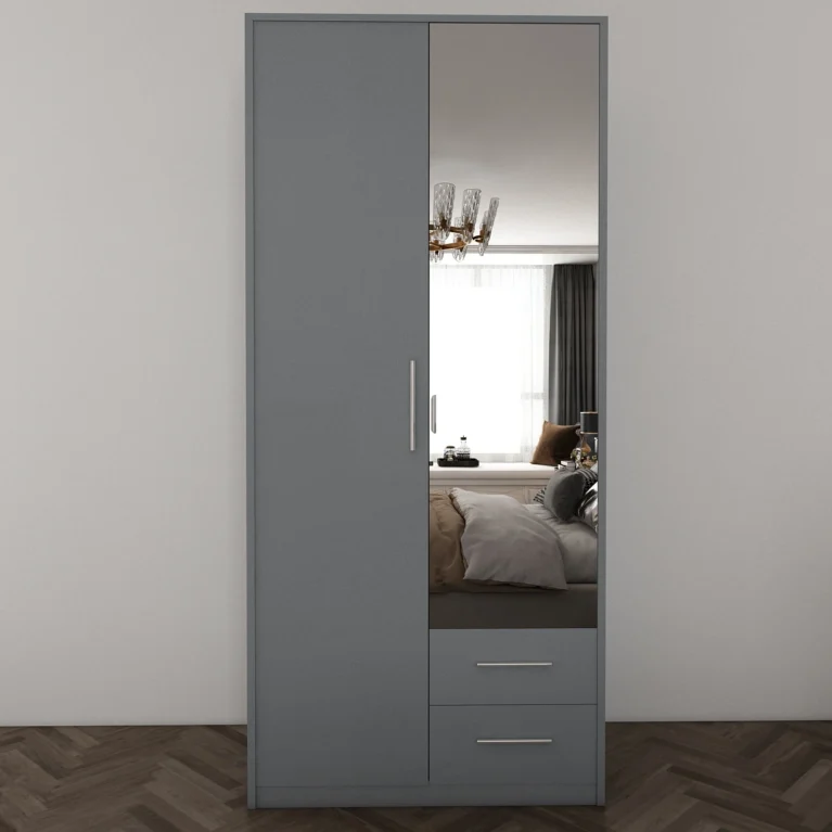 Henley 2 Door Grey Wardrobe | 90 CM