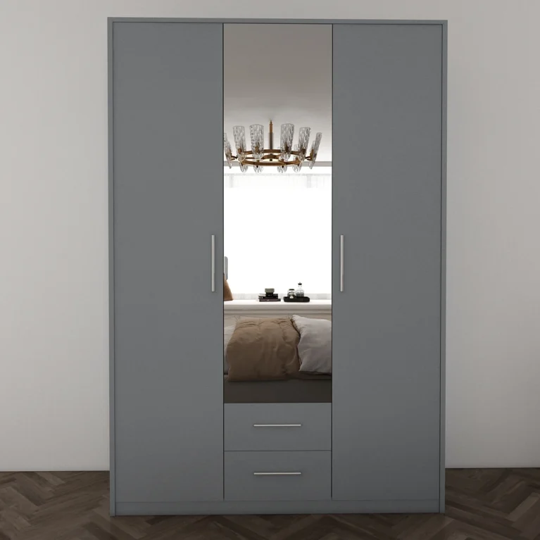 Henley 3 Door Grey Wardrobe | 135 CM