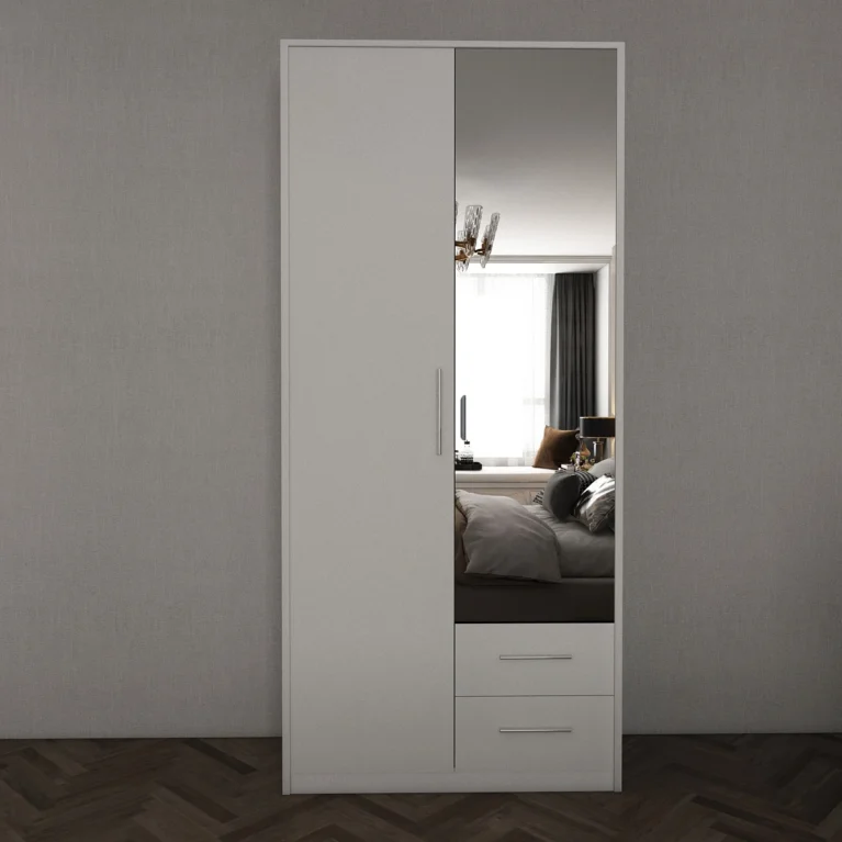 Henley 2 Door White Wardrobe | 90 CM