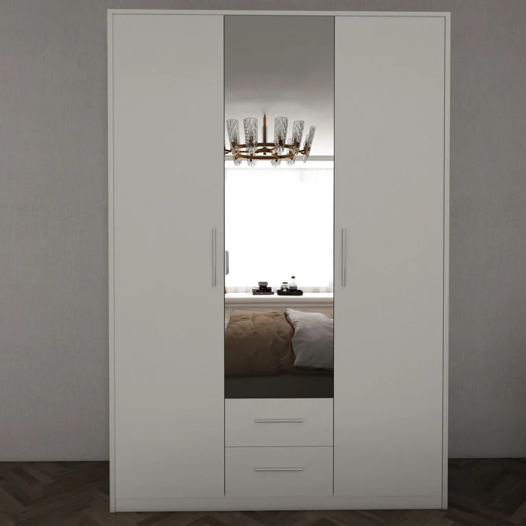 Henley 3 Door White Wardrobe | 135 CM