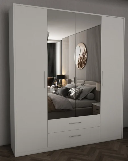 Tesoro White 4 Door Wardrobe 180 CM Wide