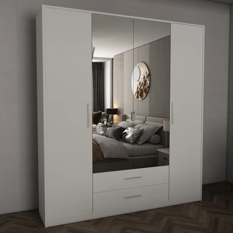 Tesoro White 4 Door Wardrobe 180 CM Wide