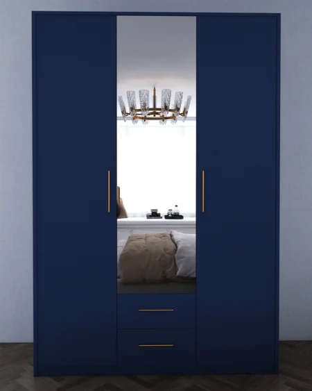 Tesoro Blue 3 Door Wardrobe 135 CM Wide