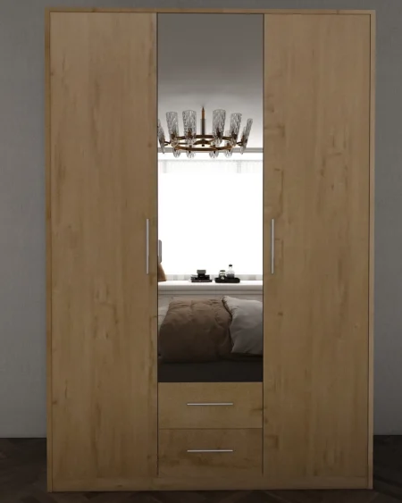 Henley 3 Door Oak Wardrobe | 135 CM