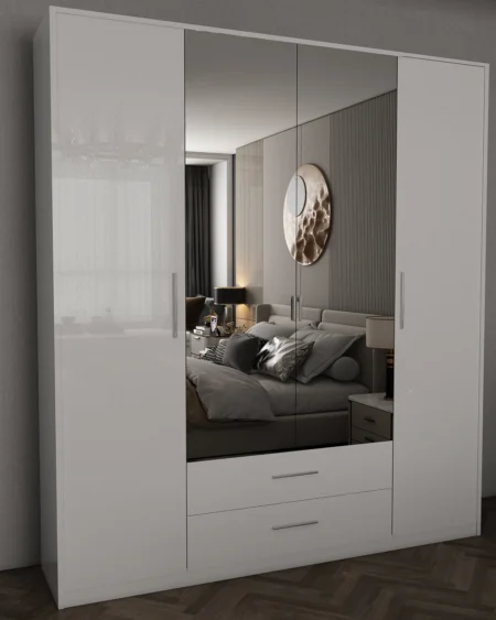 Henley 4 Door White Gloss Wardrobe | 180 CM
