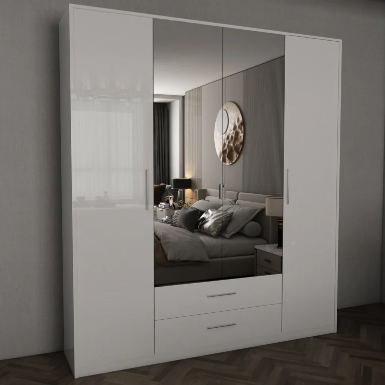Henley 4 Door White Gloss Wardrobe | 180 CM