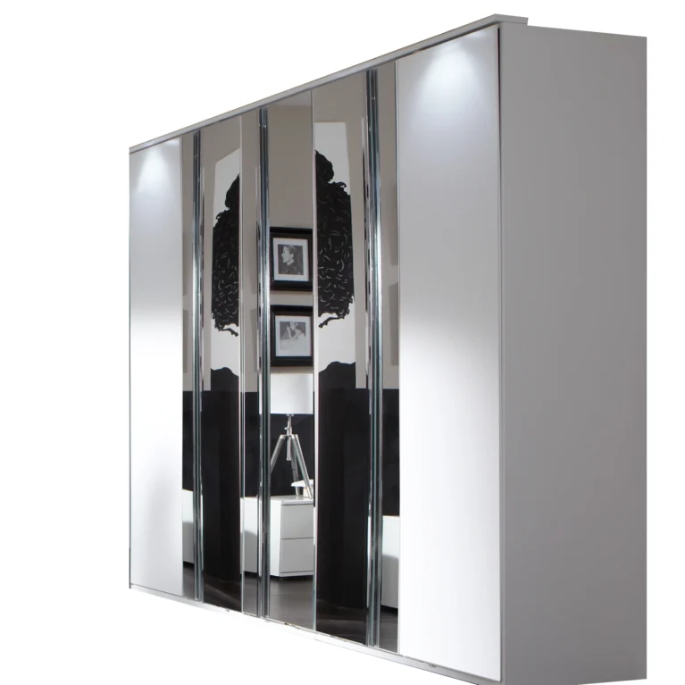 Henshaw 5 Door 3 Mirror White Wardrobe | 225 CM