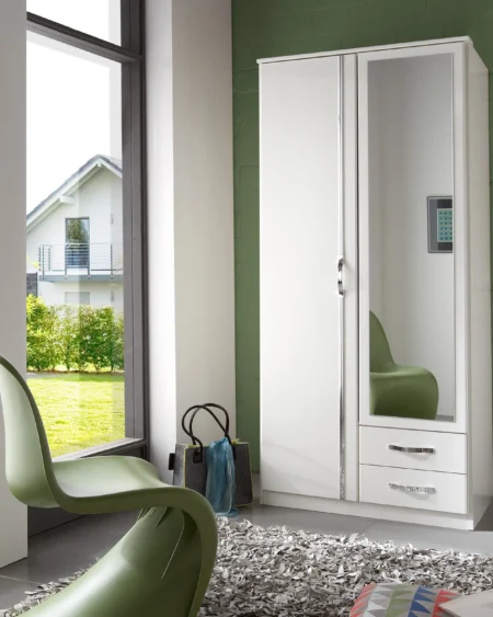 Loxford 2 Door 2 Drawer White Wardrobe | 90 CM