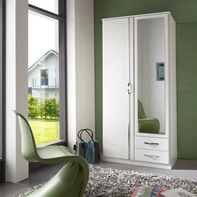 Loxford 2 Door 2 Drawer White Wardrobe | 90 CM