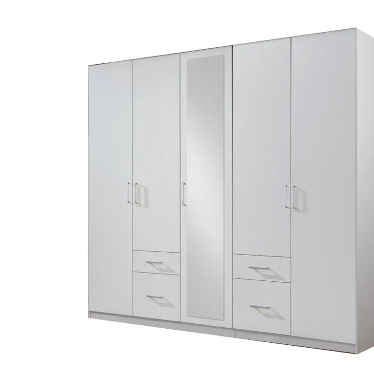 Tesoro 5 door 1 Mirror  4 drawer White 225 CM Wide