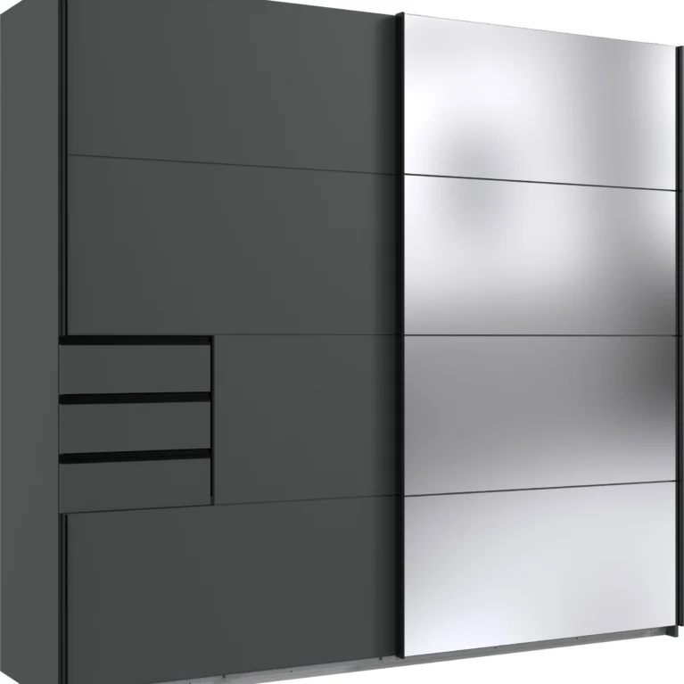 Eleanor 2 Door Sliding Graphite With Mirror Wardrobe | 225 CM