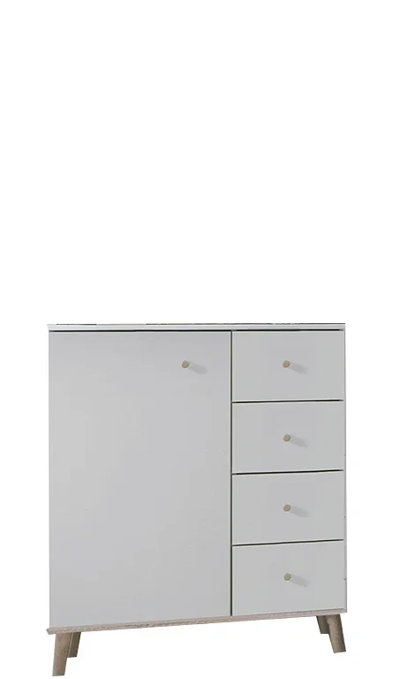 Halstead BergenCombi Chest White 1 Door 4 Drawer | 81 CM