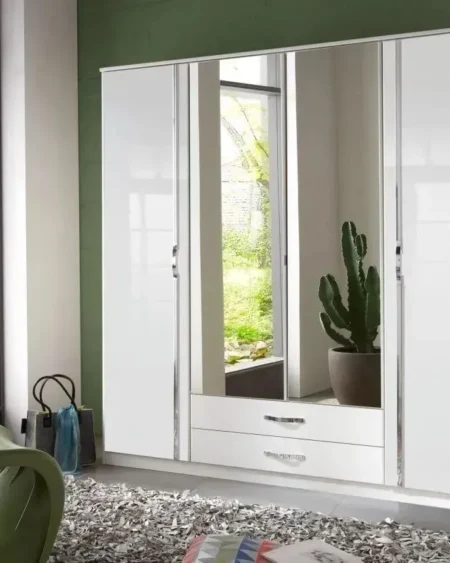 Tesoro 4 Door White Gloss Wardrobe | 180 CM