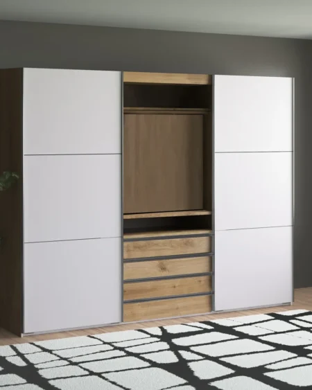 Tesoro glass 236 height white and oak 300 CM Wide