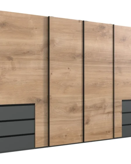 Tesoro 4 Door 6 Drawer Oak Wardrobe | 350 CM
