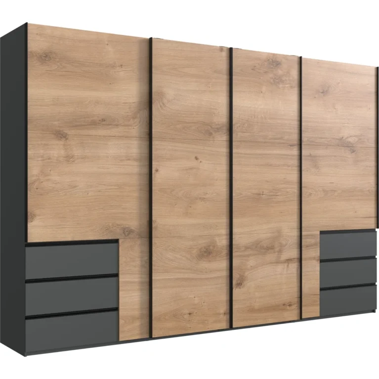 Tesoro 4 Door 6 Drawer Oak Wardrobe | 350 CM