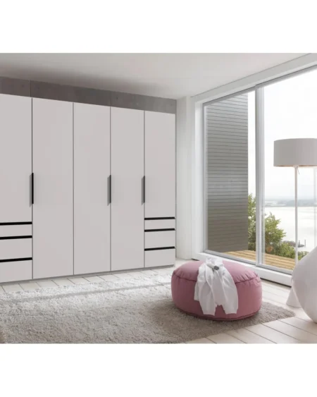 Tesoro 5 Door White Wardrobe | 250 CM