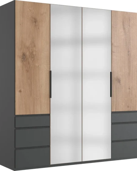 Tesoro 4 Door Graphite/Oak Wardrobe | 200 CM