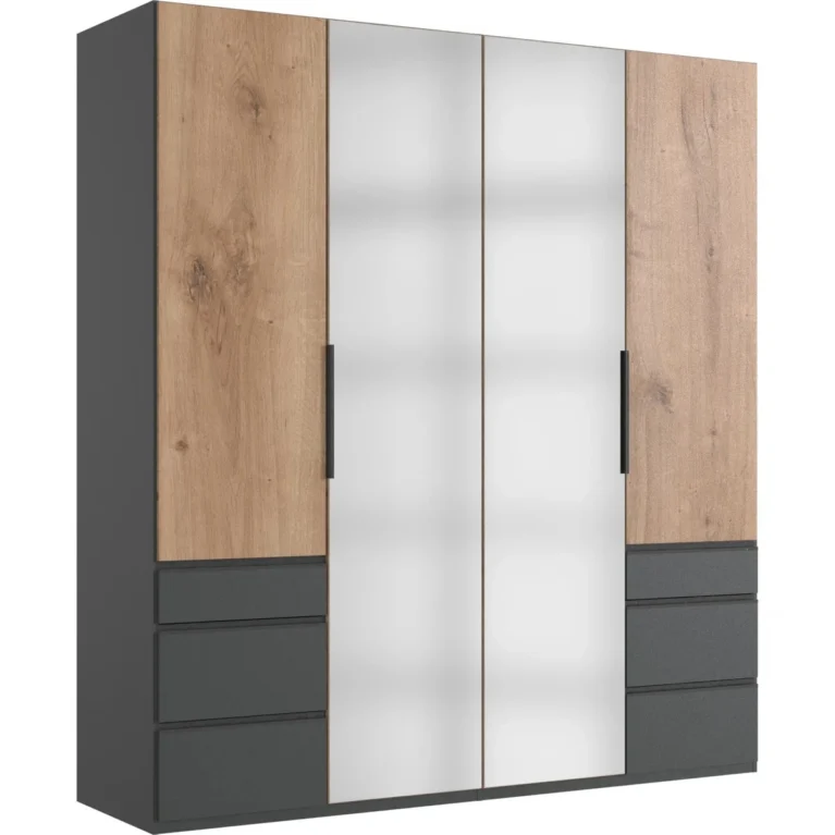 Tesoro 4 Door Graphite/Oak Wardrobe | 200 CM