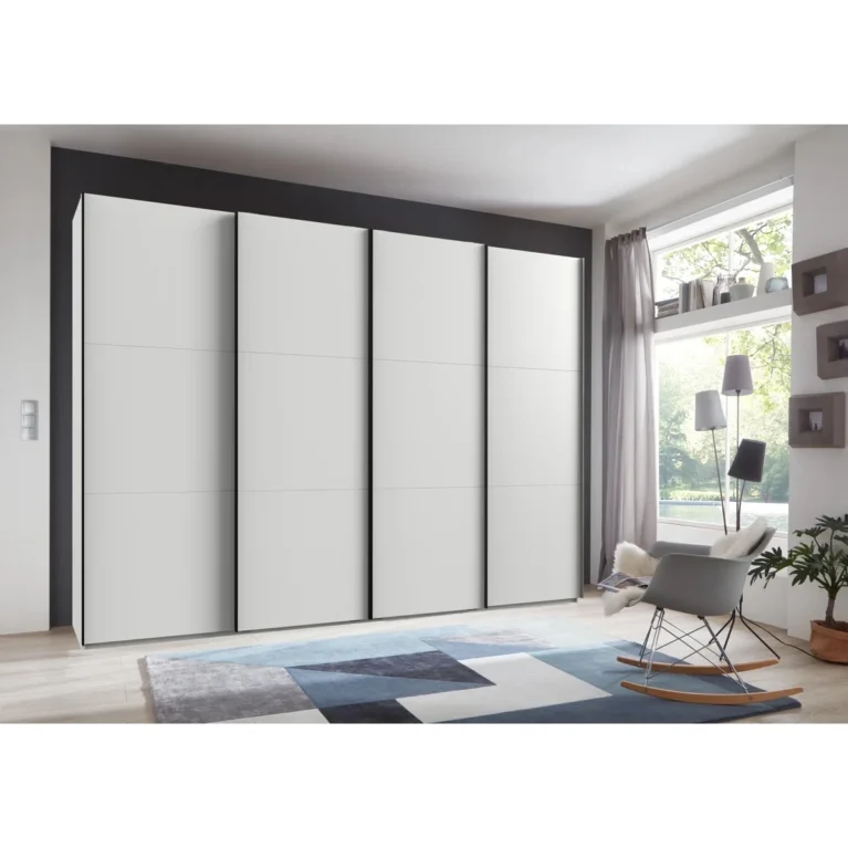 Tesoro 4 Door Sliding White Wardrobe | 300 CM