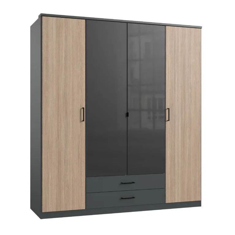 Tesoro 4 Door 2 drawer and Glass door 180 CM Wide