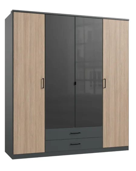 Tesoro 4 Door 2 drawer and Glass door 180 CM Wide