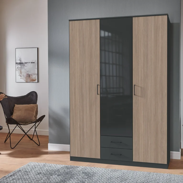 Tesoro 3 Door 2 drawer and Glass door 135 CM Wide
