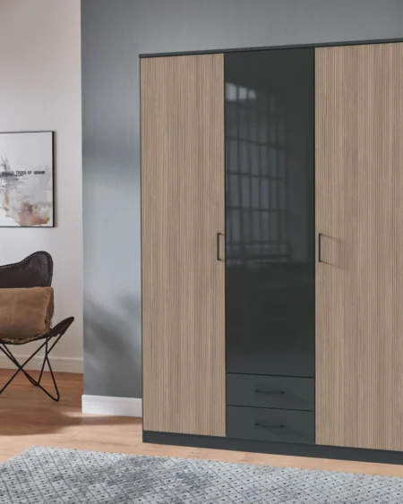 Tesoro 3 Door 2 drawer and Glass door 135 CM Wide