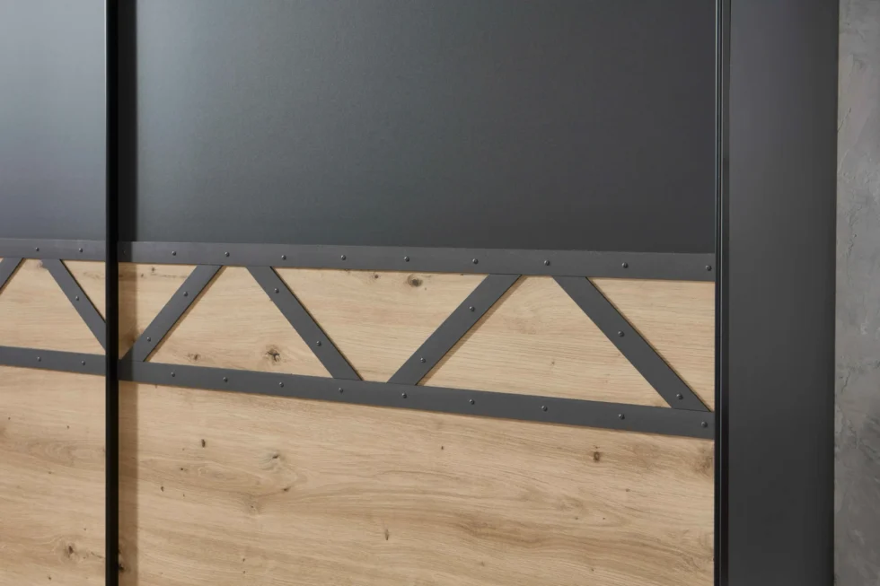 Aberdeen 2 Door Sliding Graphite/Oak Wardrobe | 180 CM