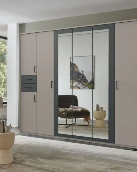 Florence 7 Door Grey sahara, drawers + appl. graphite - handles black | 313 CM