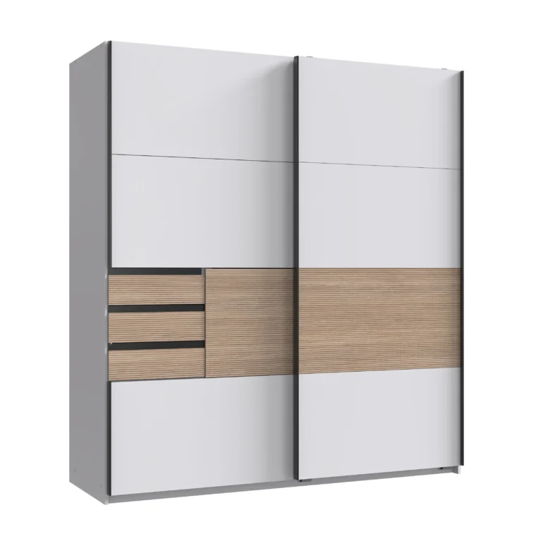 Oakmere 2 Door Sliding White Wardrobe | 180 CM