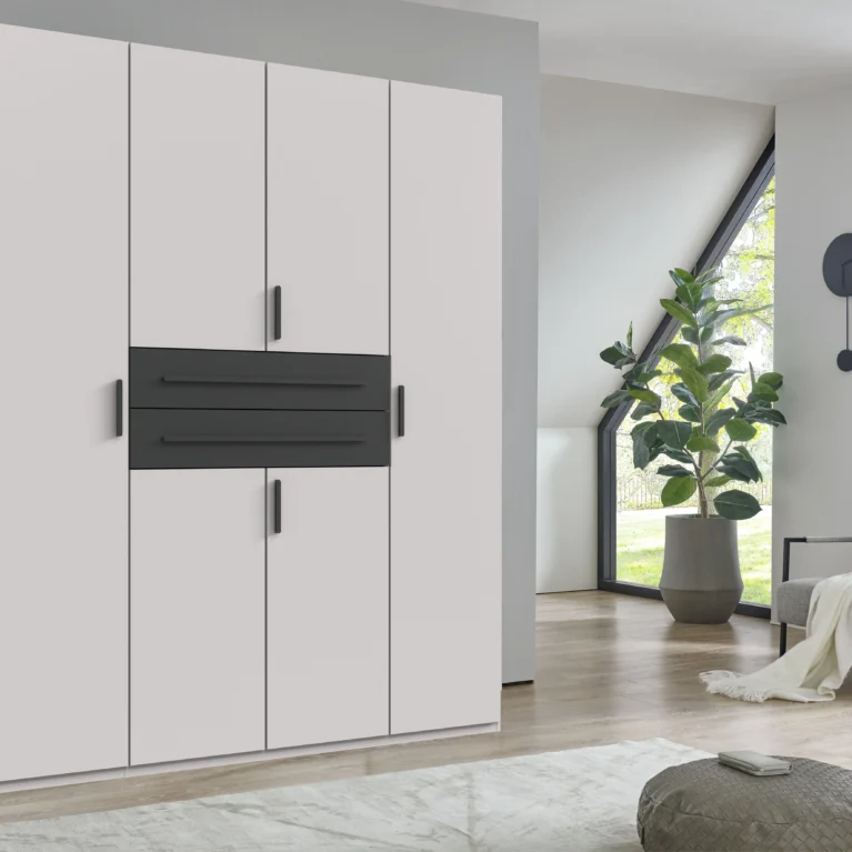 Aldmore 4 Door White/Graphite Wardrobe | 180 CM