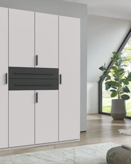 Aldmore 4 Door White/Graphite Wardrobe | 180 CM